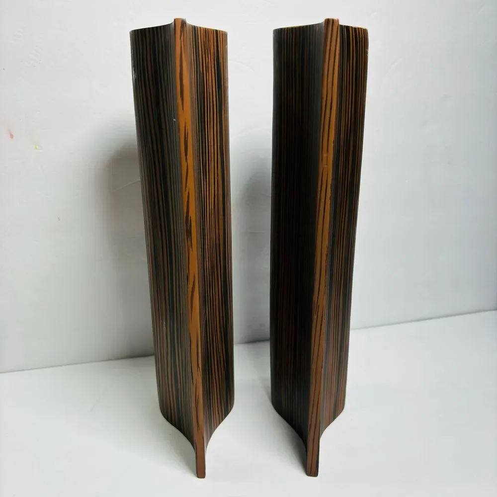 Large Ceramic Resin Wooden Teardrop Flower Display Vases Rustic MCM Mid‎ Century